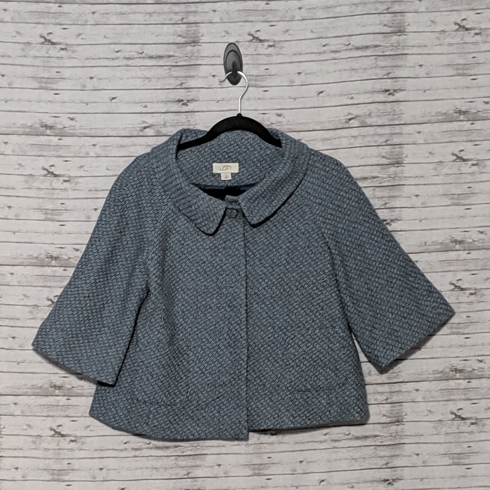 Ann Taylor LOFT womens sz:6 blue tweed crop blazer